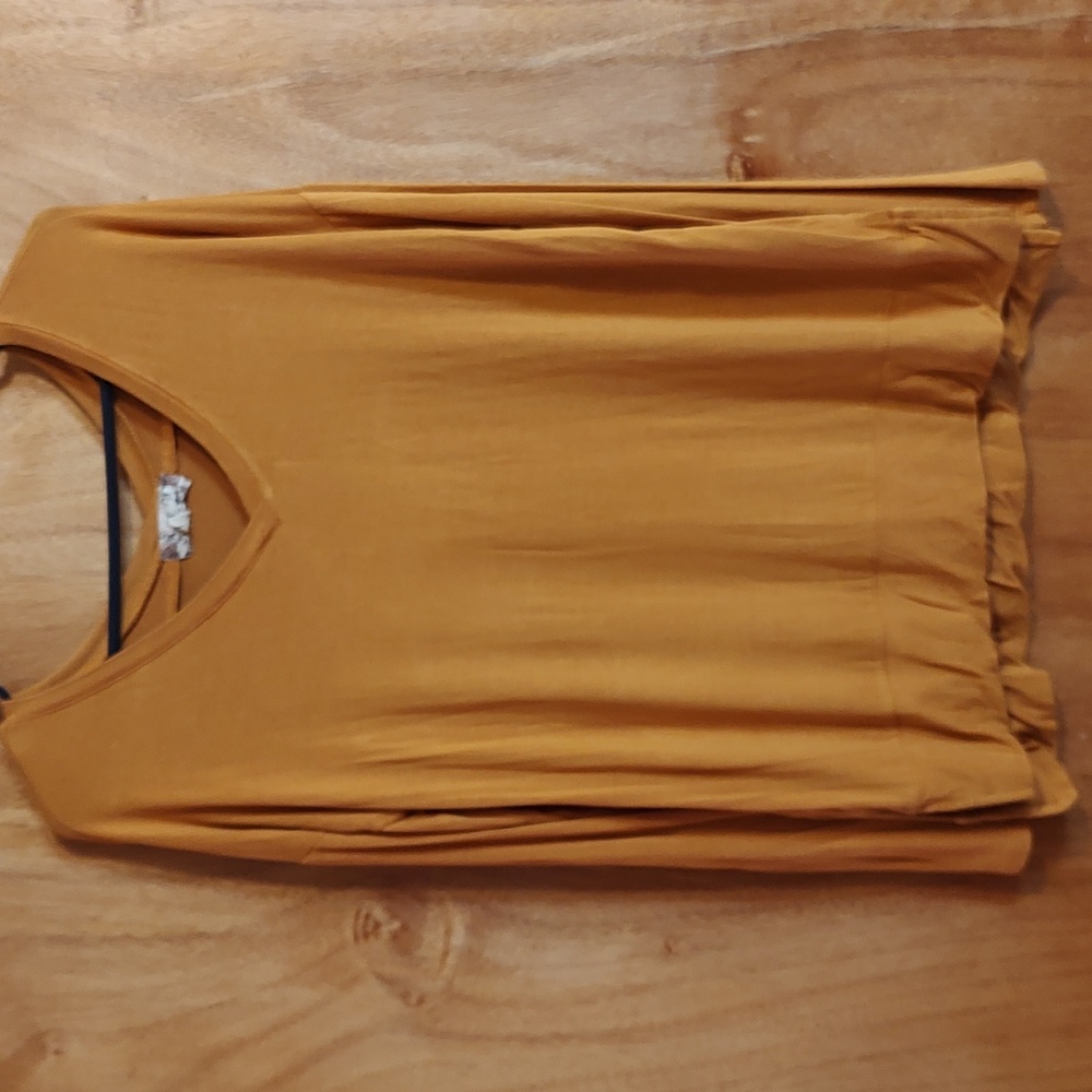 Pink Rose Womens Ultra Soft Long Sleeve Tee Goldenrod Double-V Cozy Rayon Size M